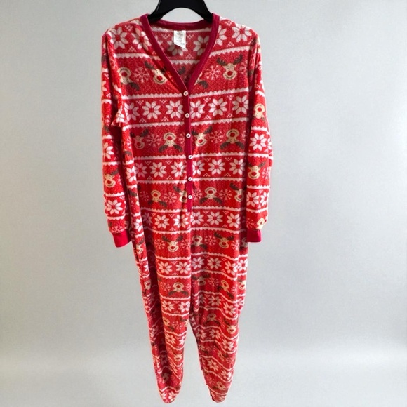 Secret Treasures Christmas Plush Onesie Union Suit Pajamas L (12–14) NWOT 🎄❄️ - Picture 3 of 13